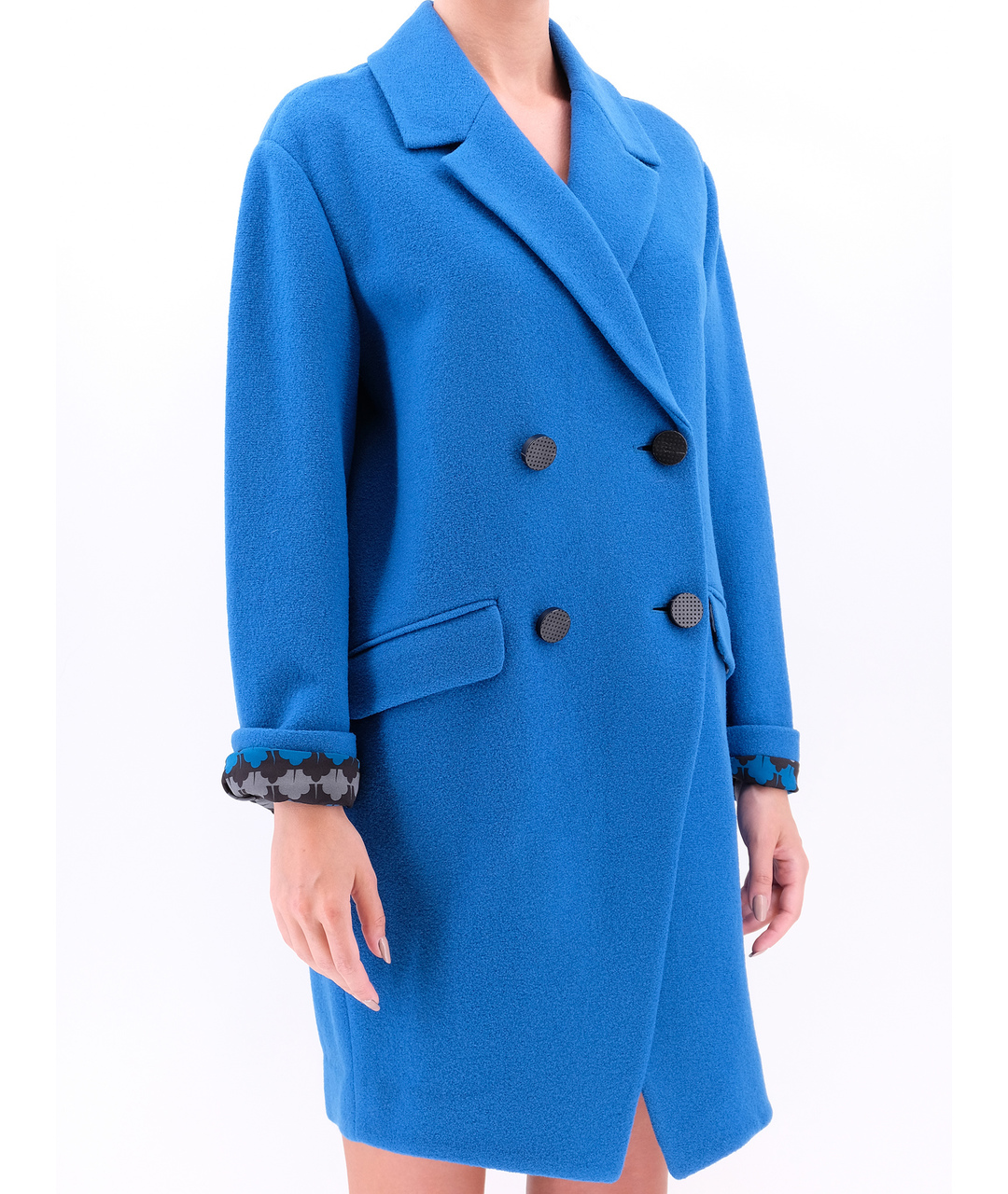 DIANE VON FURSTENBERG Голубое шерстяное пальто, фото 2