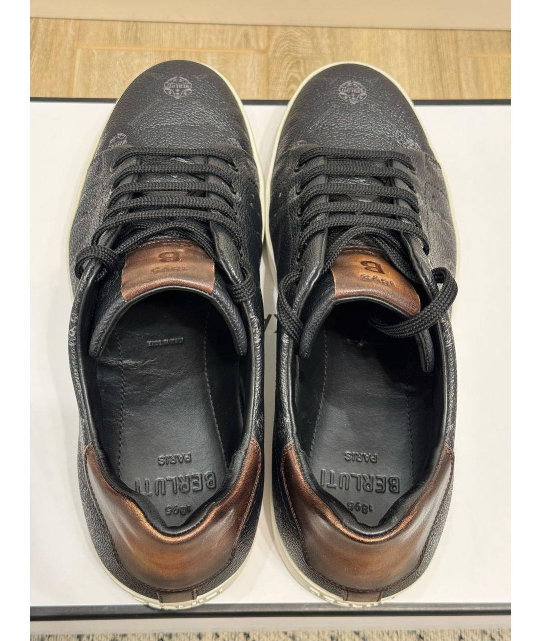 BERLUTI Черные кожаные низкие кроссовки / кеды, фото 5