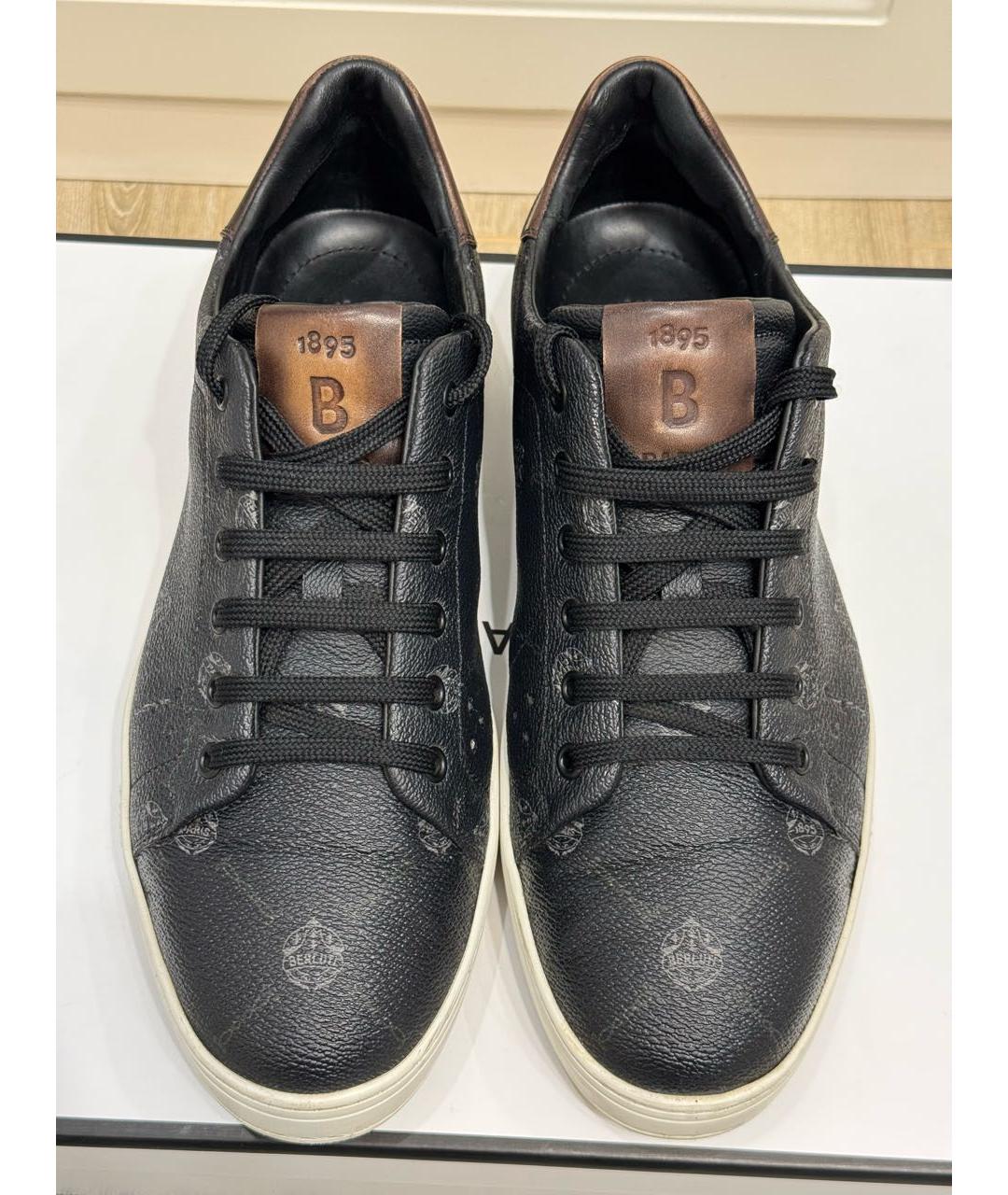 BERLUTI Черные кожаные низкие кроссовки / кеды, фото 3