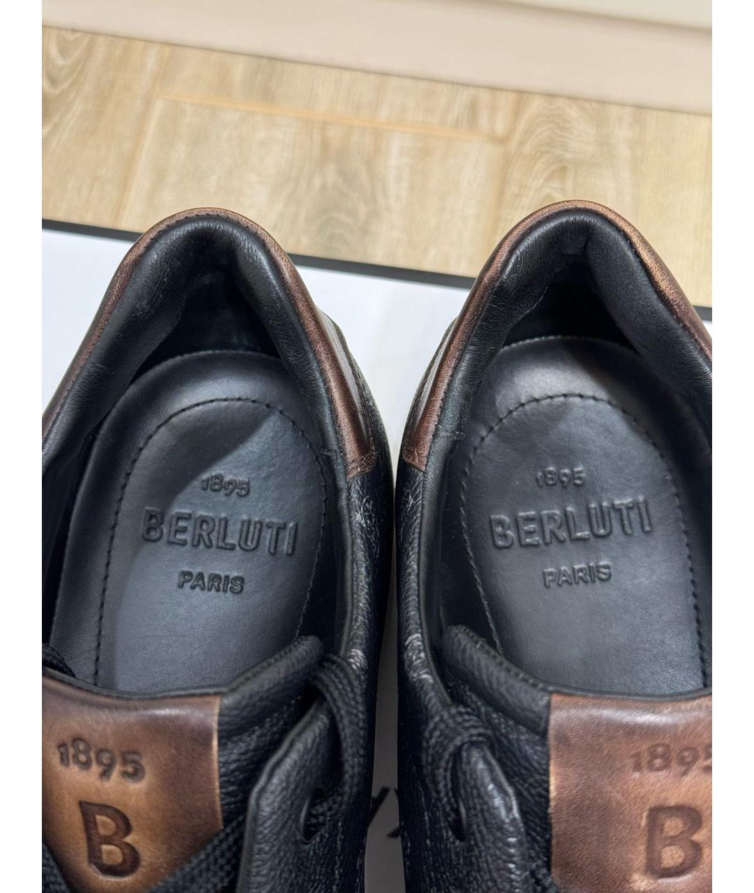 BERLUTI Черные кожаные низкие кроссовки / кеды, фото 6