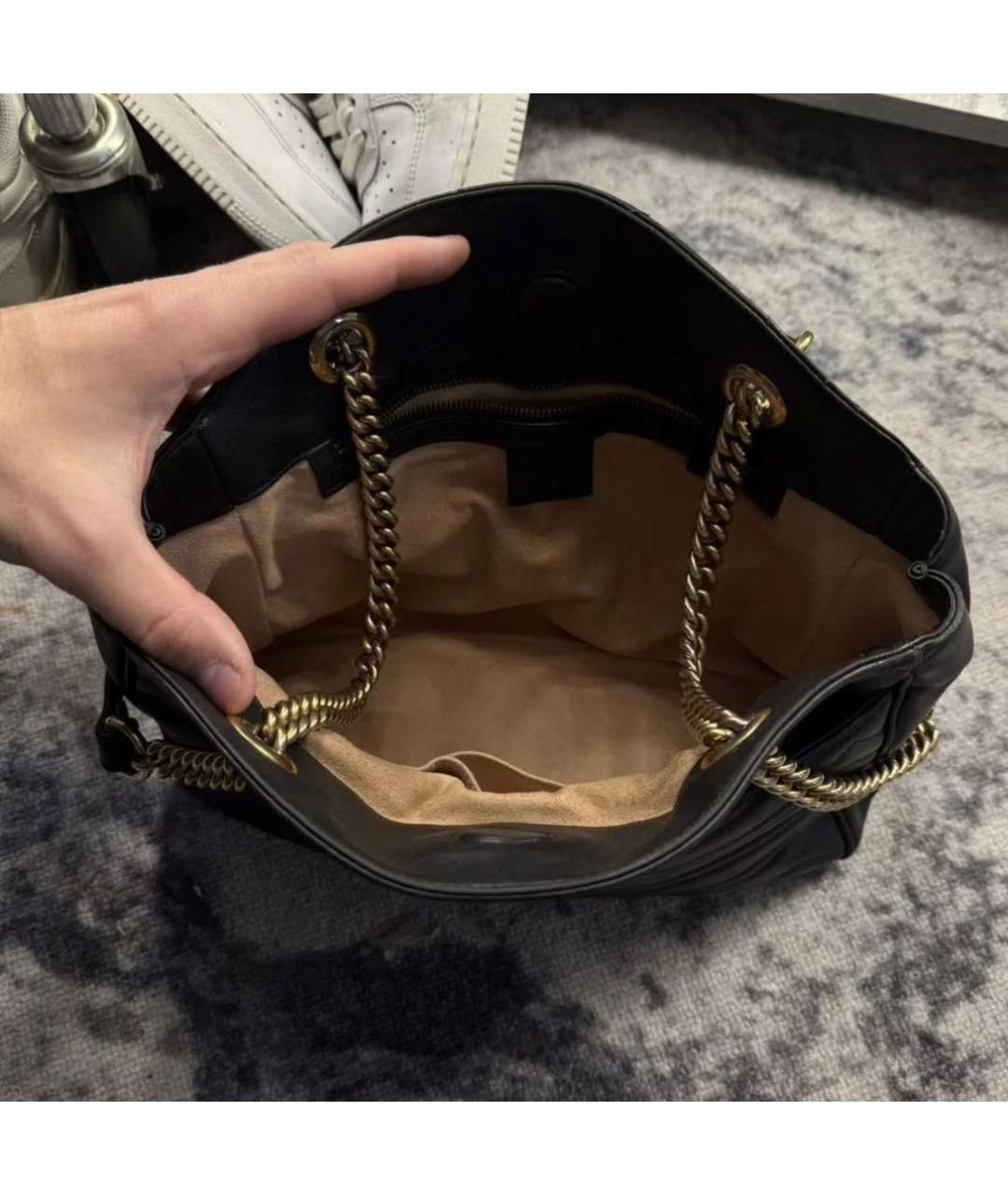 GUCCI Черная кожаная сумка через плечо, фото 4