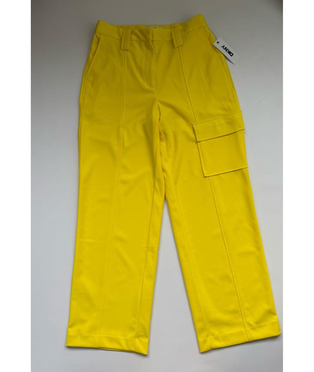 DKNY Желтые полиэстеровые брюки широкие, фото 5
