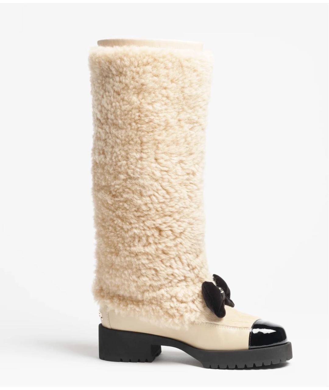 CHANEL Бежевые кожаные сапоги, фото 5