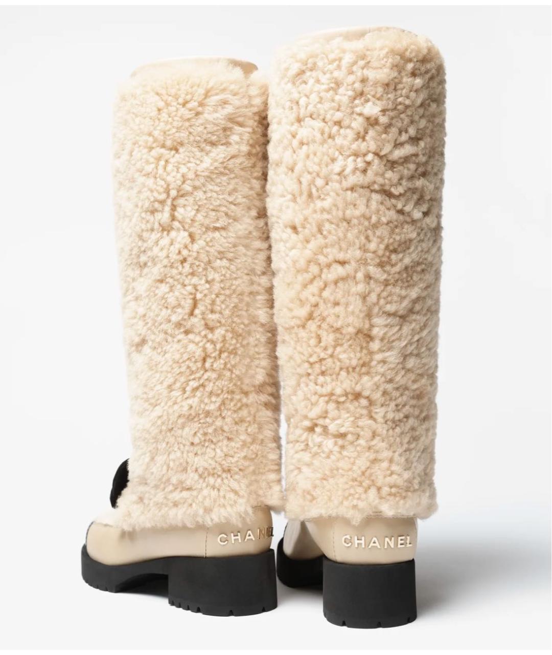 CHANEL Бежевые кожаные сапоги, фото 3