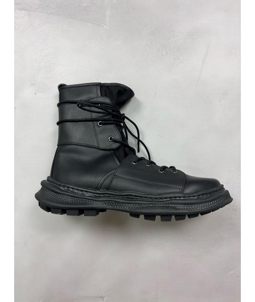 MAISON MIHARA YASUHIRO Черные кожаные высокие ботинки, фото 9