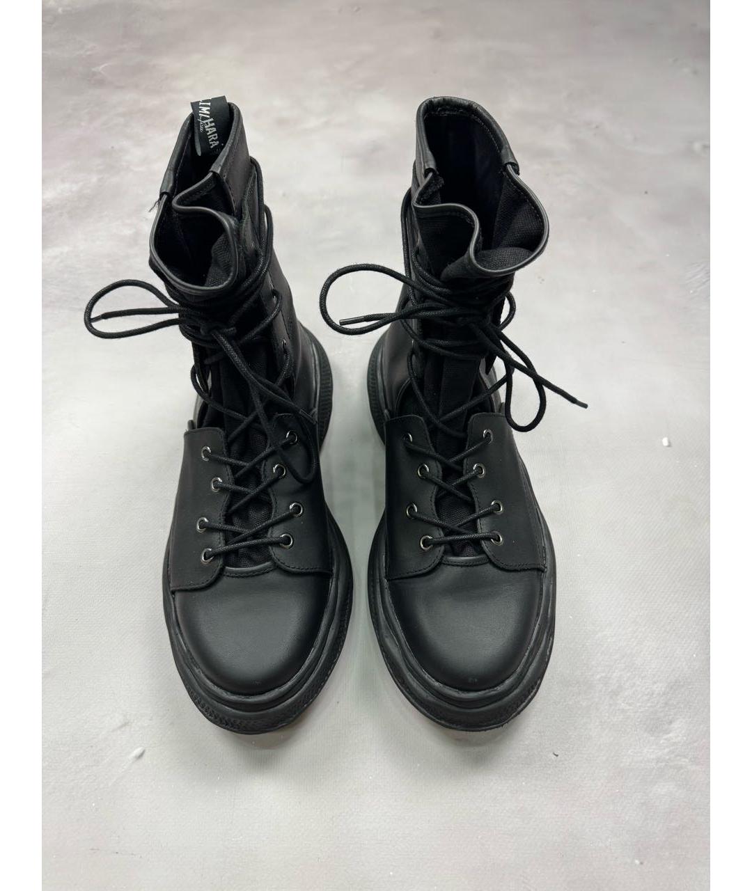 MAISON MIHARA YASUHIRO Черные кожаные высокие ботинки, фото 3