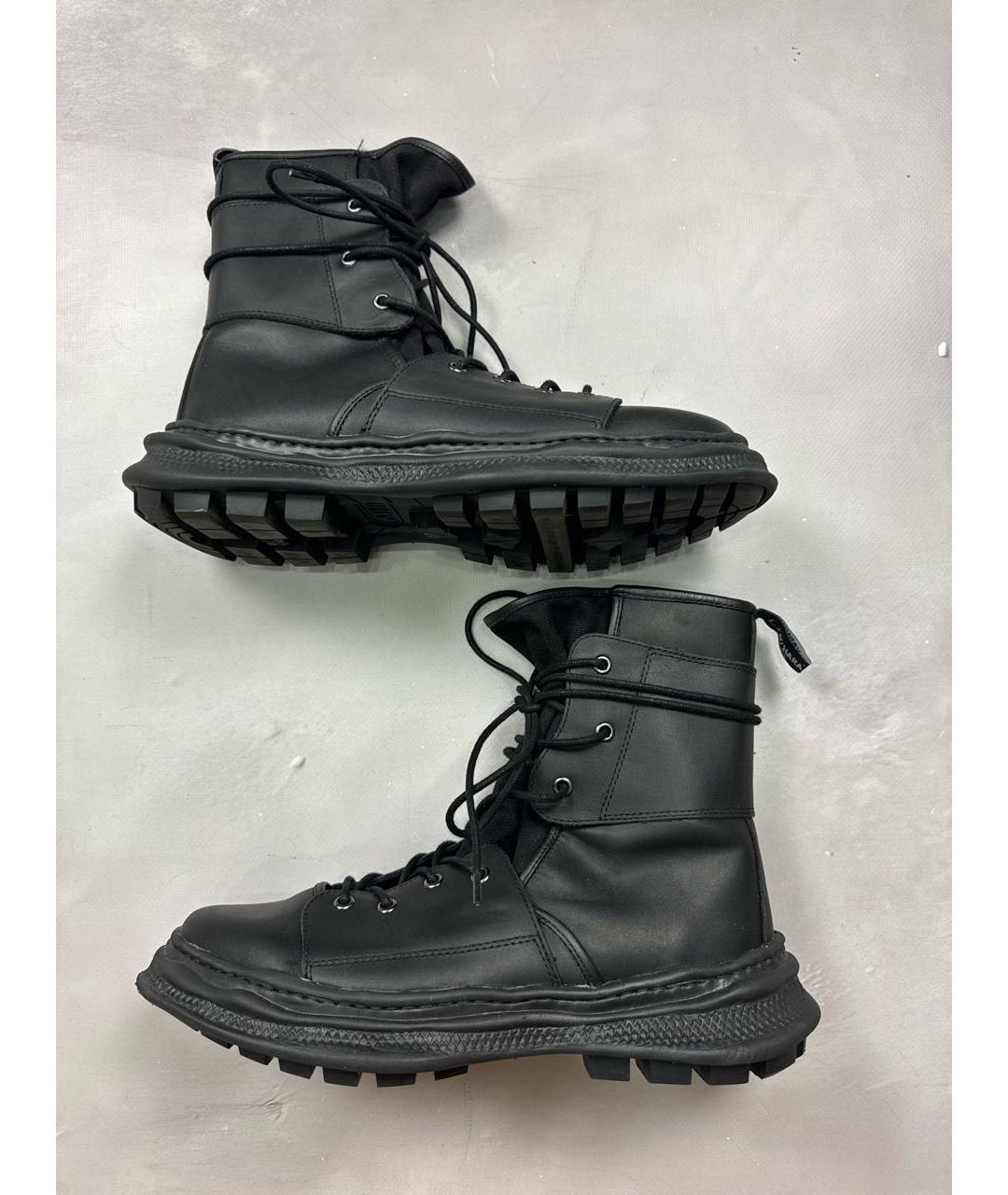 MAISON MIHARA YASUHIRO Черные кожаные высокие ботинки, фото 5