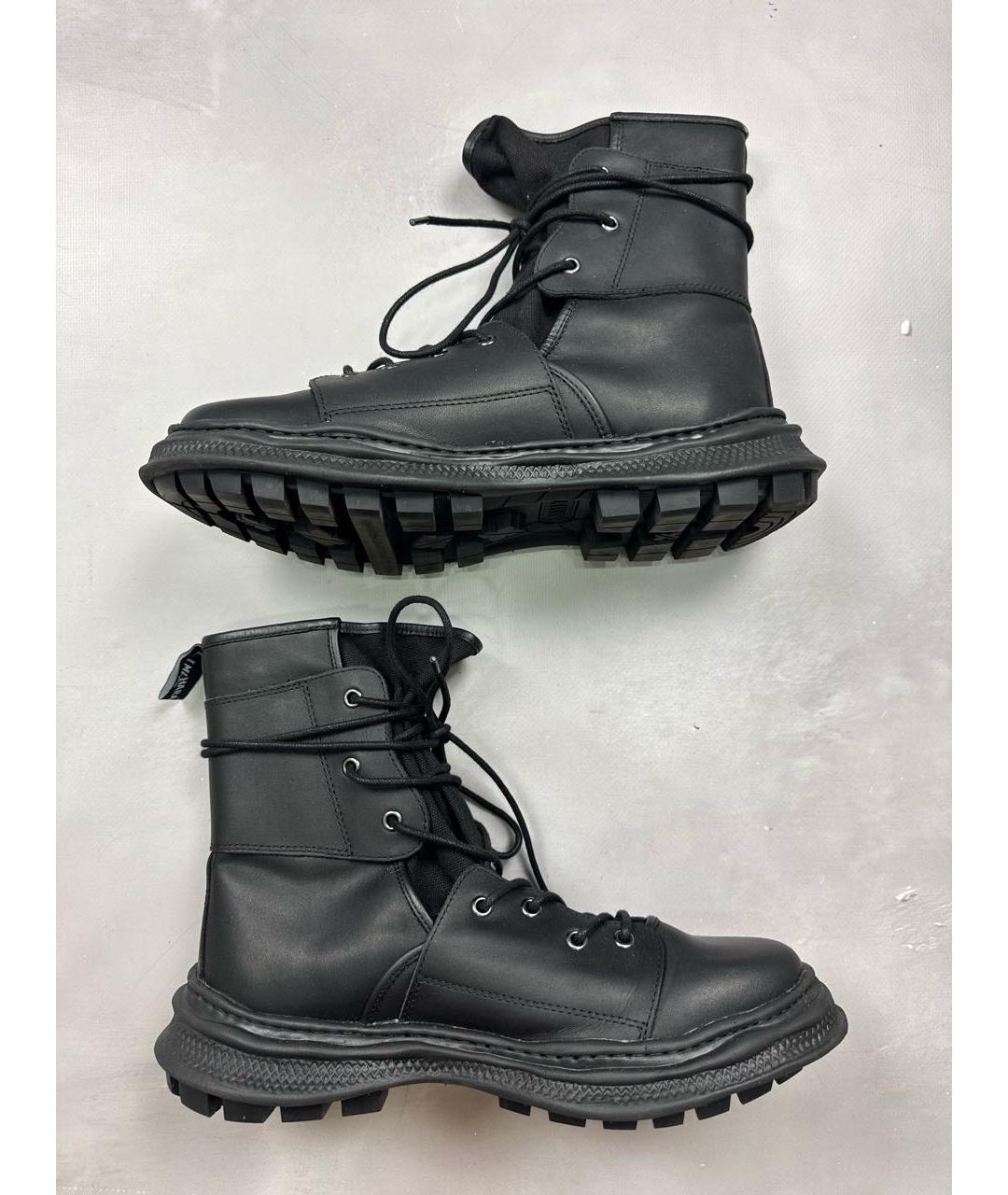 MAISON MIHARA YASUHIRO Черные кожаные высокие ботинки, фото 6