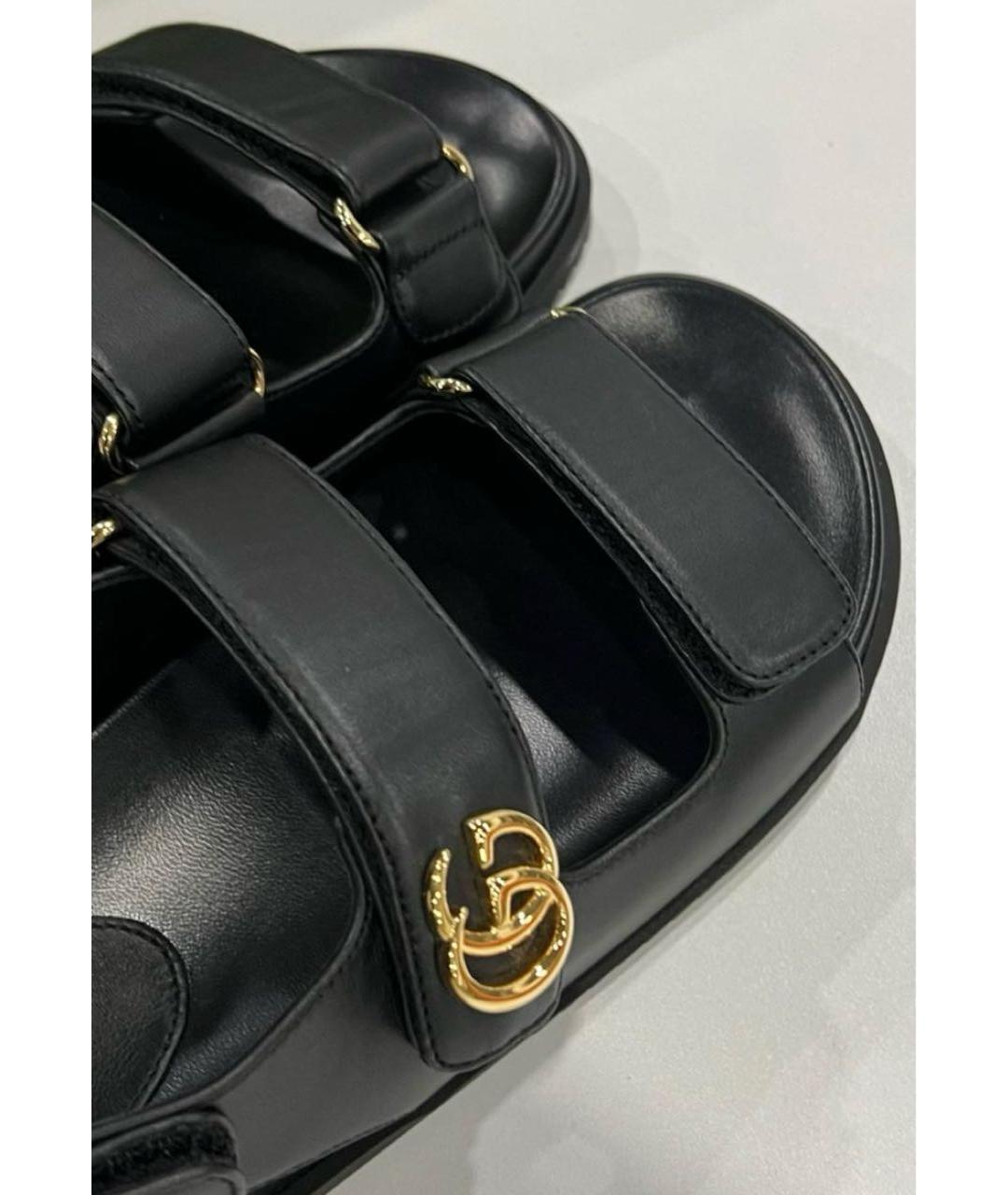 GUCCI Черные кожаные сандалии, фото 4