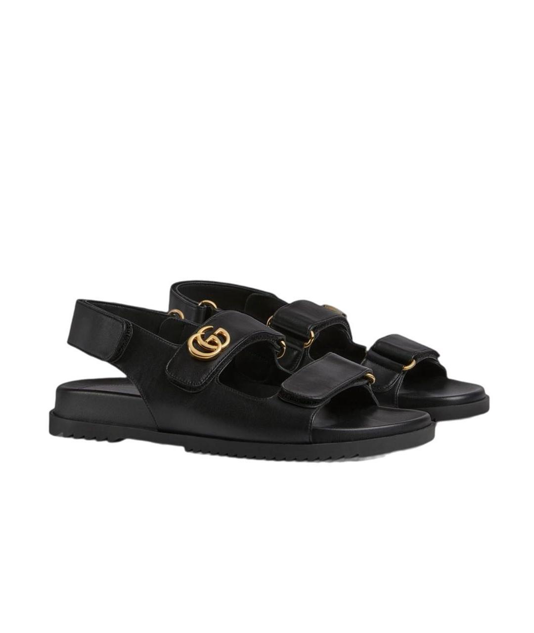 GUCCI Черные кожаные сандалии, фото 2