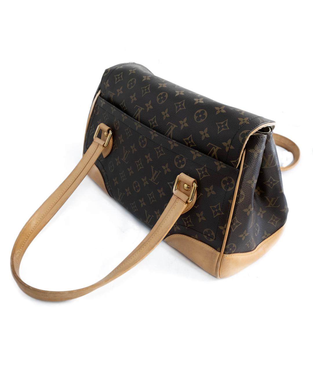 LOUIS VUITTON Коричневая кожаная сумка с короткими ручками, фото 3