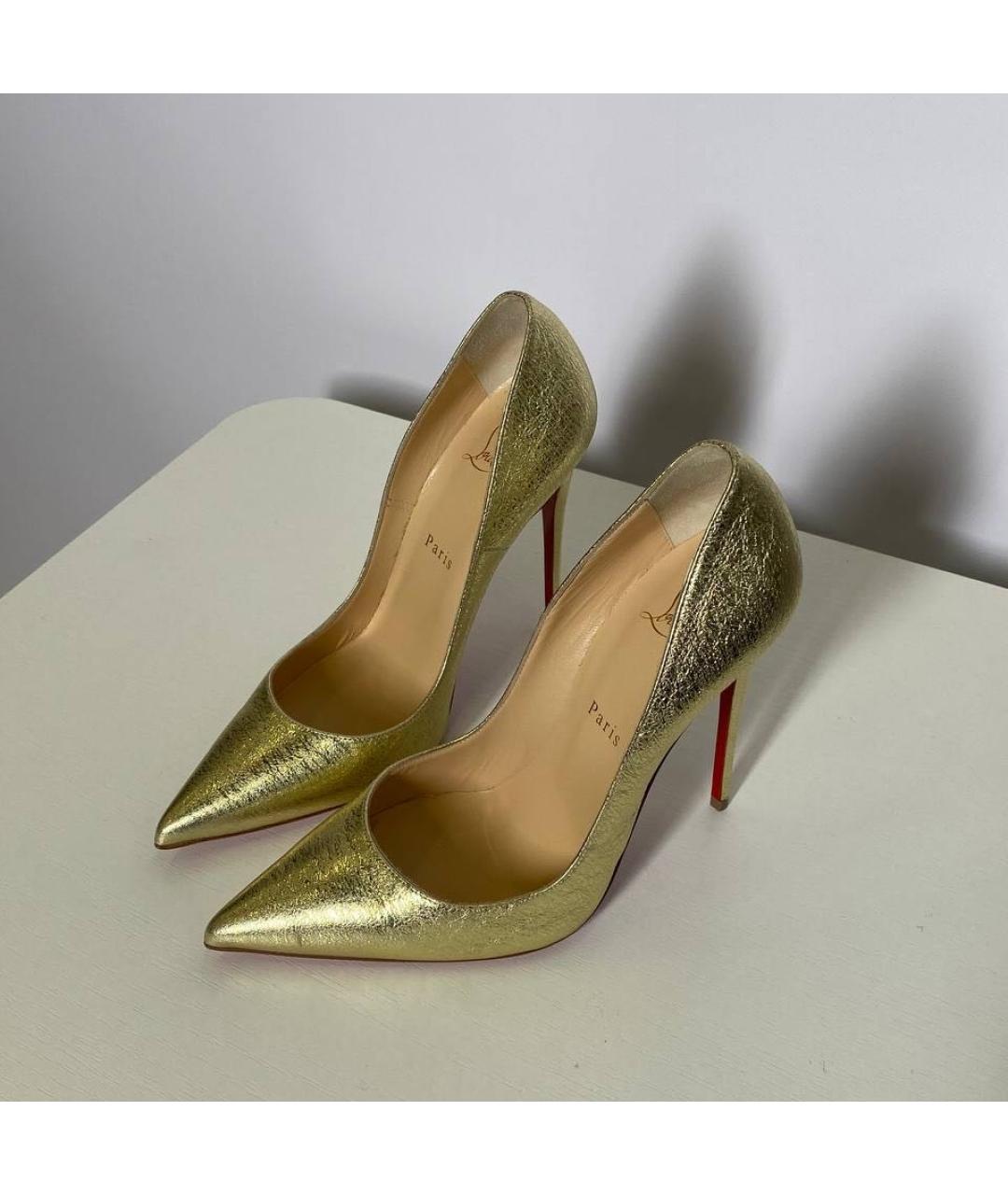 CHRISTIAN LOUBOUTIN Золотые кожаные туфли, фото 2