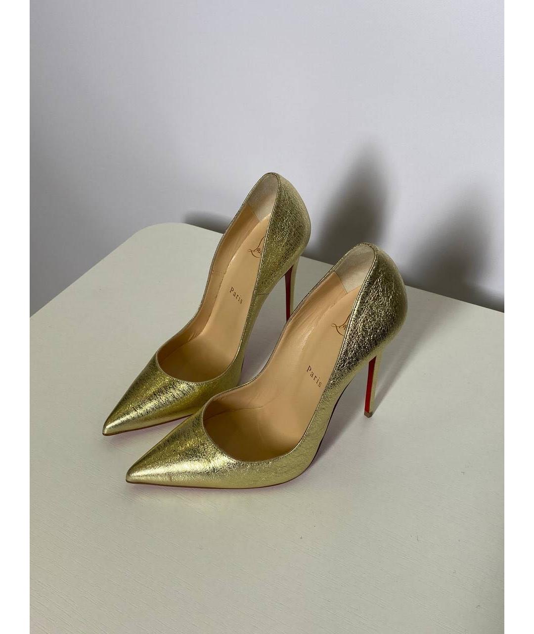 CHRISTIAN LOUBOUTIN Золотые кожаные туфли, фото 3