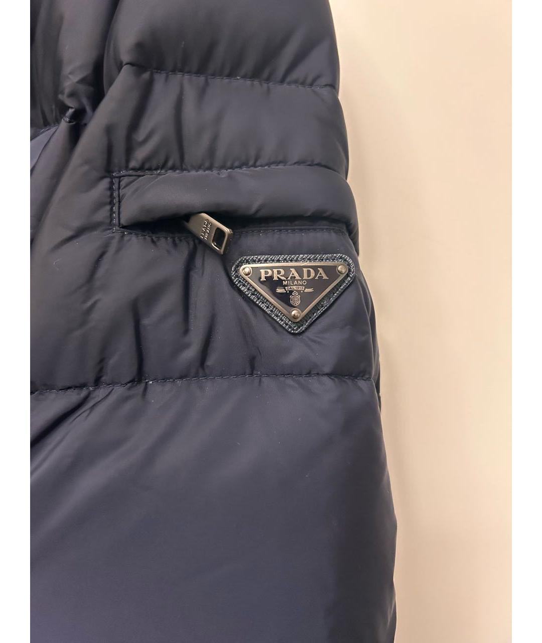 PRADA Темно-синий полиамидовый пуховик, фото 4