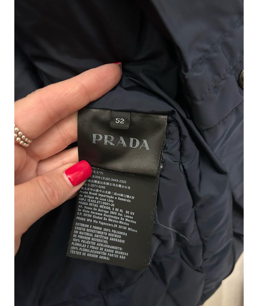 PRADA Темно-синий полиамидовый пуховик, фото 7