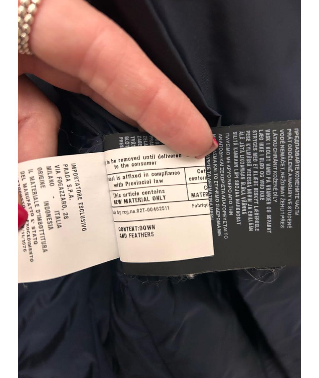 PRADA Темно-синий полиамидовый пуховик, фото 6
