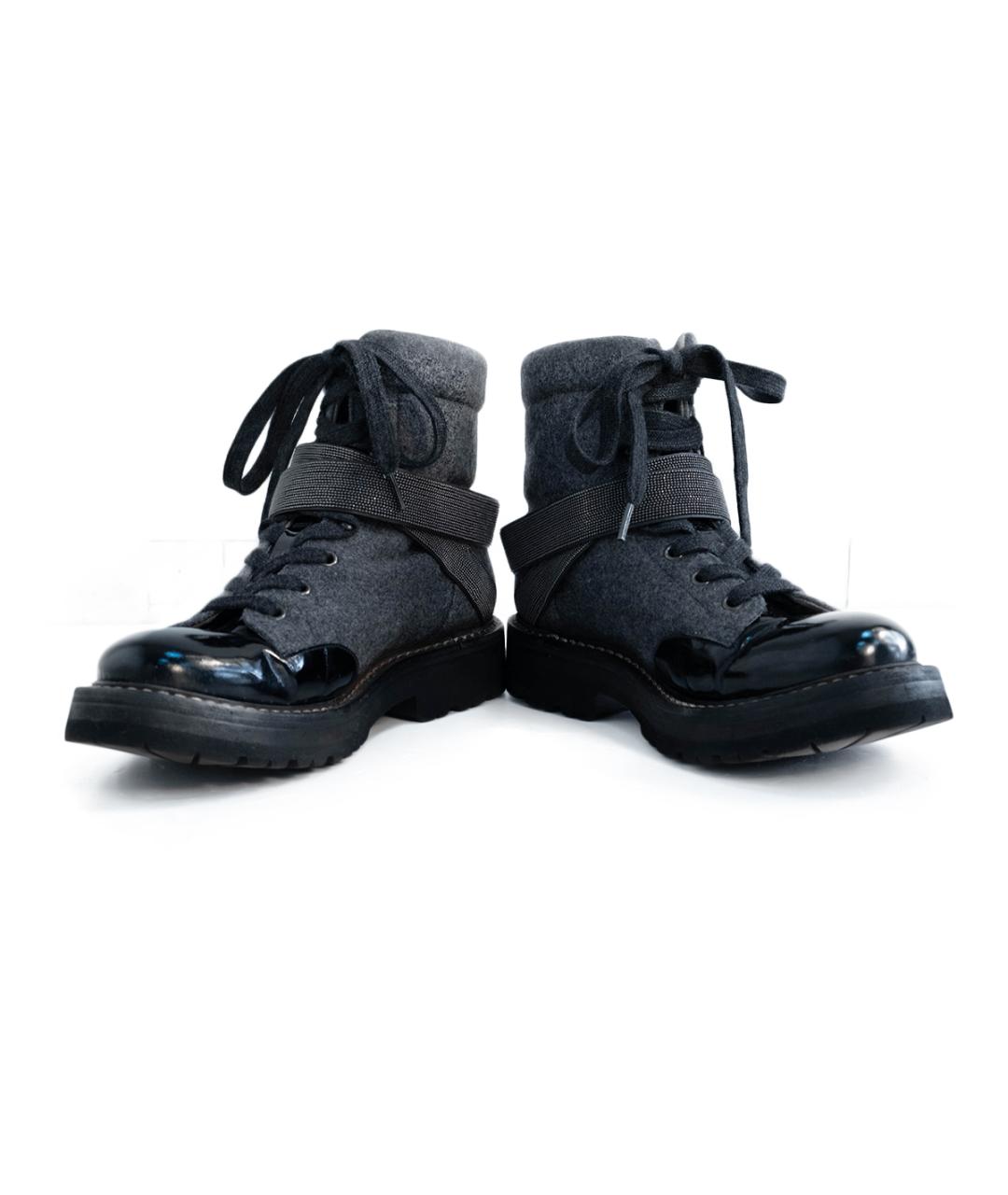 BRUNELLO CUCINELLI Серые кожаные ботинки, фото 4