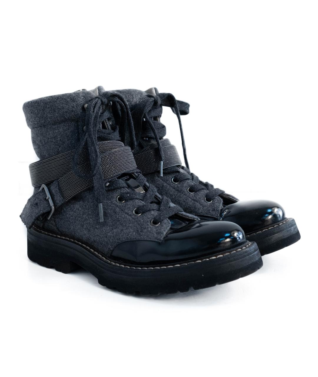 BRUNELLO CUCINELLI Серые кожаные ботинки, фото 2