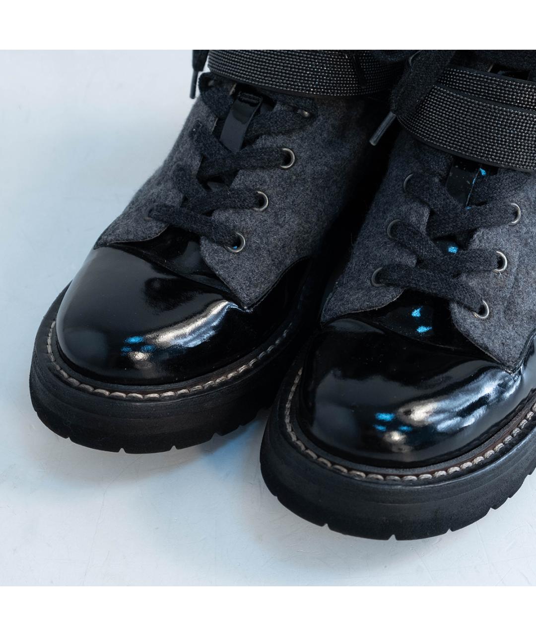 BRUNELLO CUCINELLI Серые кожаные ботинки, фото 3