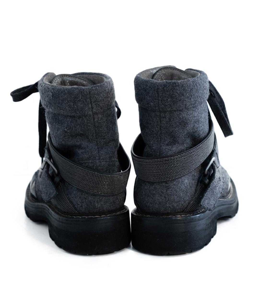 BRUNELLO CUCINELLI Серые кожаные ботинки, фото 5