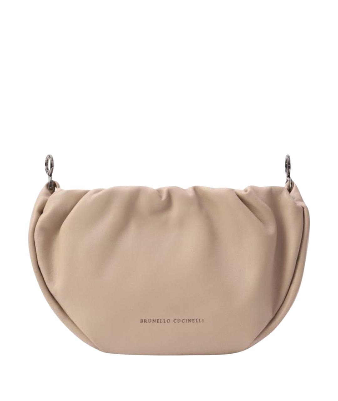 BRUNELLO CUCINELLI Бежевая кожаная сумка через плечо, фото 1