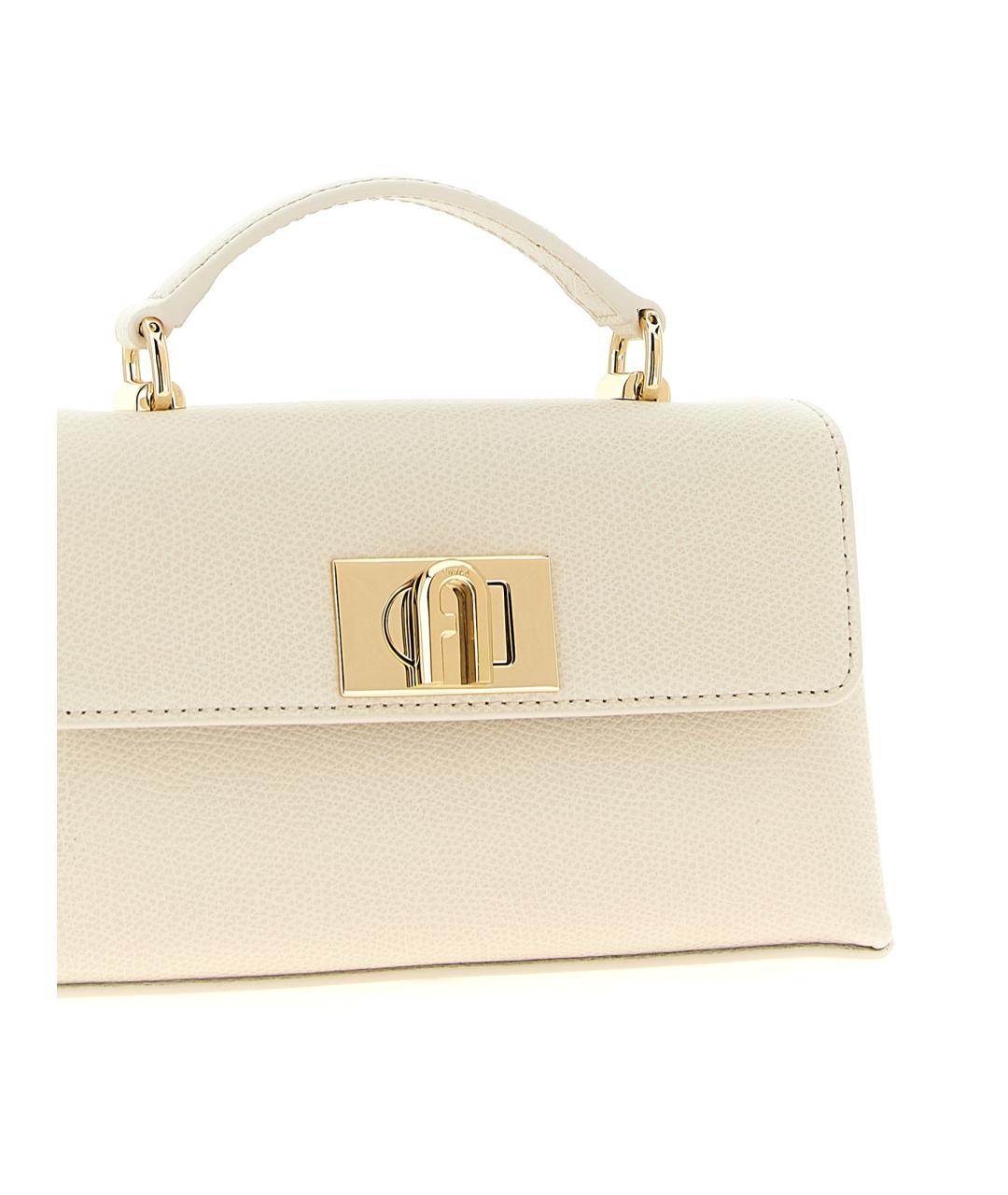 FURLA Бежевая кожаная сумка с короткими ручками, фото 3