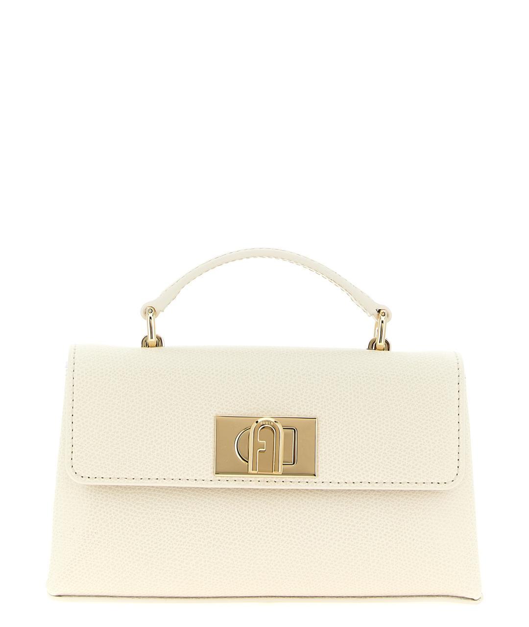 FURLA Бежевая кожаная сумка с короткими ручками, фото 1