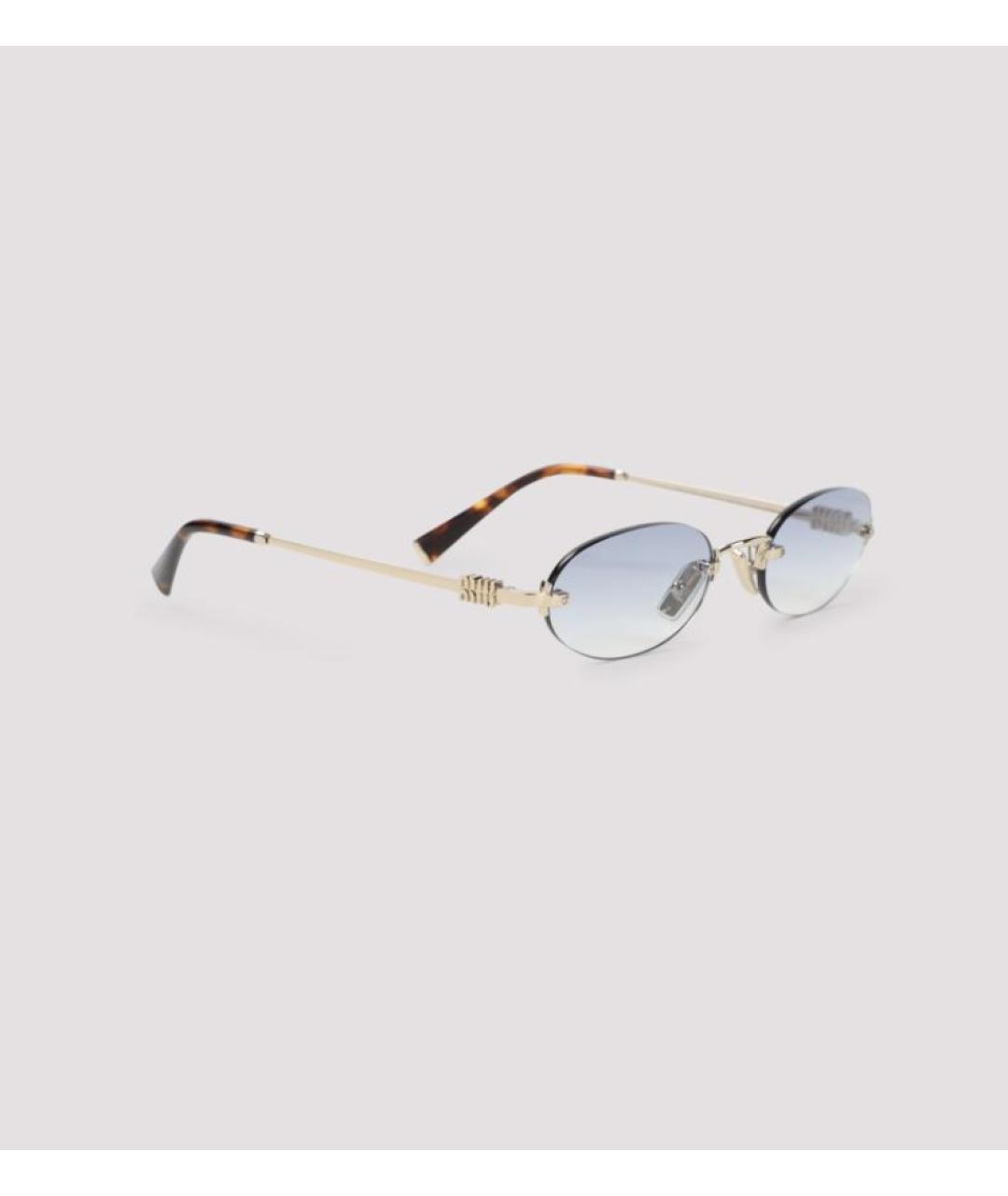MIU MIU Золотые металлические солнцезащитные очки, фото 4