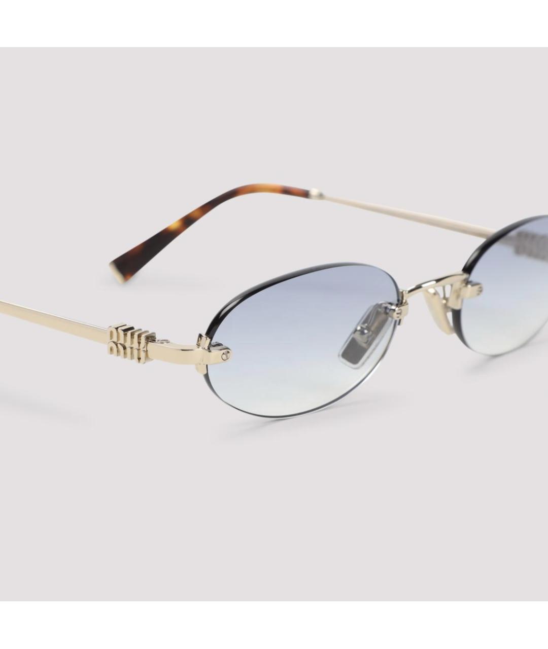 MIU MIU Золотые металлические солнцезащитные очки, фото 2