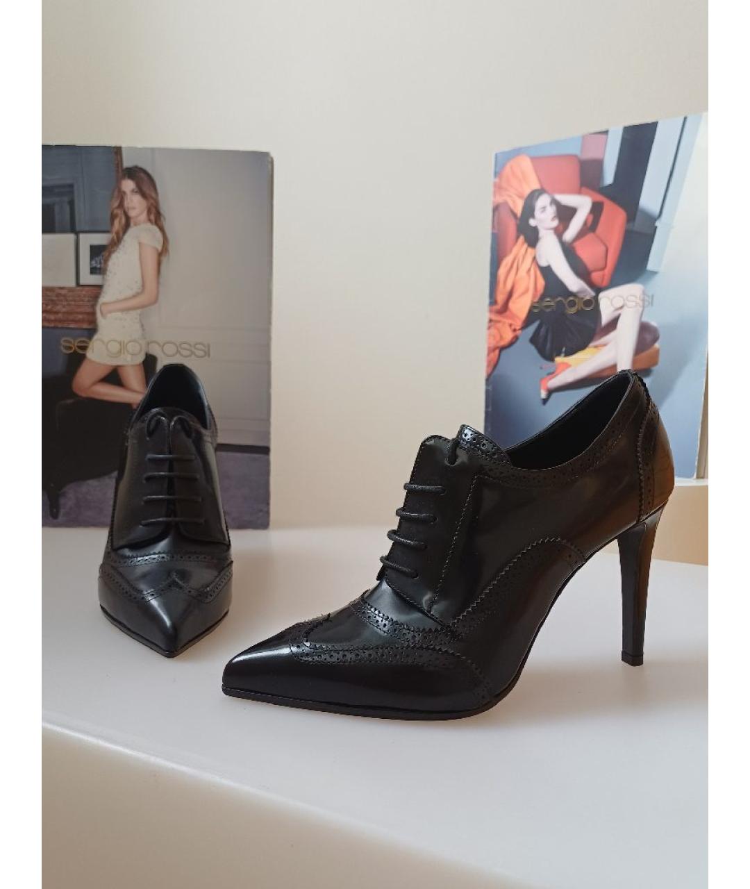 SERGIO ROSSI Черные ботильоны из лакированной кожи, фото 4