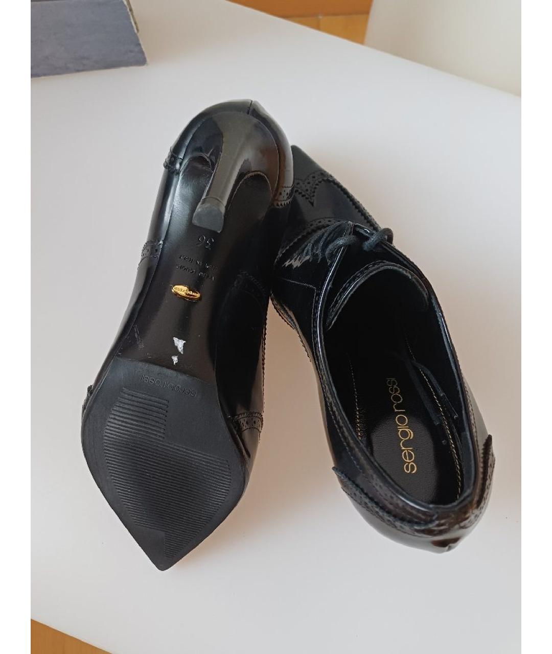 SERGIO ROSSI Черные ботильоны из лакированной кожи, фото 8