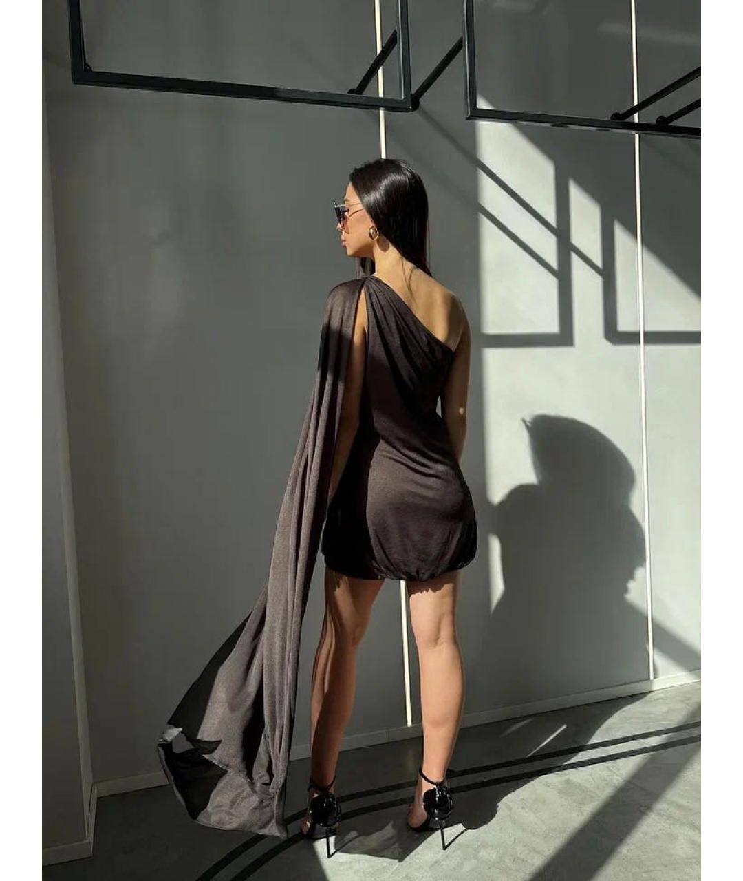 GIUSEPPE DI MORABITO Коричневое вискозное вечернее платье, фото 4