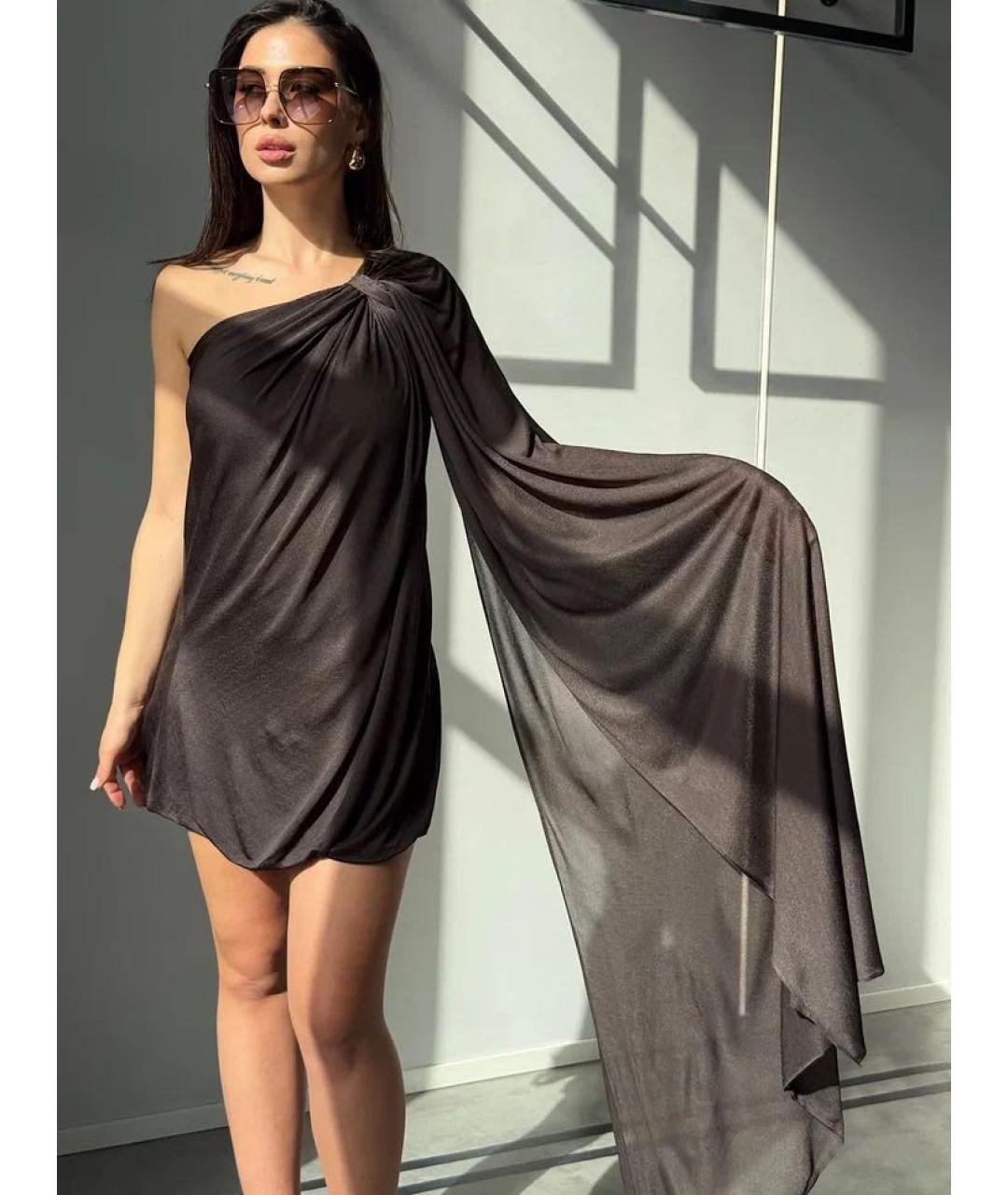 GIUSEPPE DI MORABITO Коричневое вискозное вечернее платье, фото 2