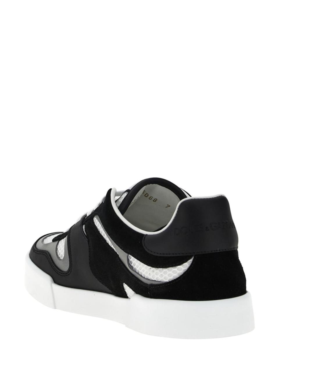 DOLCE&GABBANA Черные кожаные низкие кроссовки / кеды, фото 2