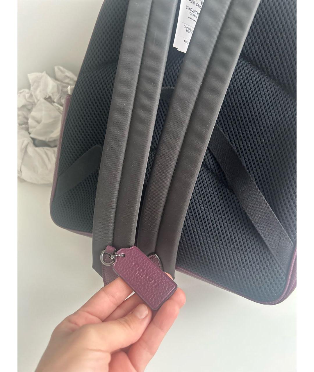 COACH Фиолетовый кожаный рюкзак, фото 7