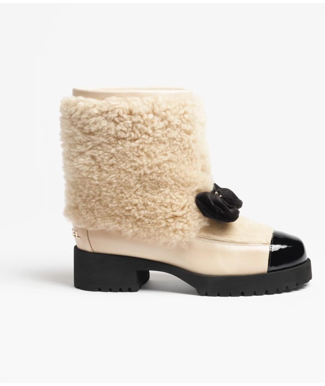 CHANEL Бежевые кожаные ботинки, фото 5