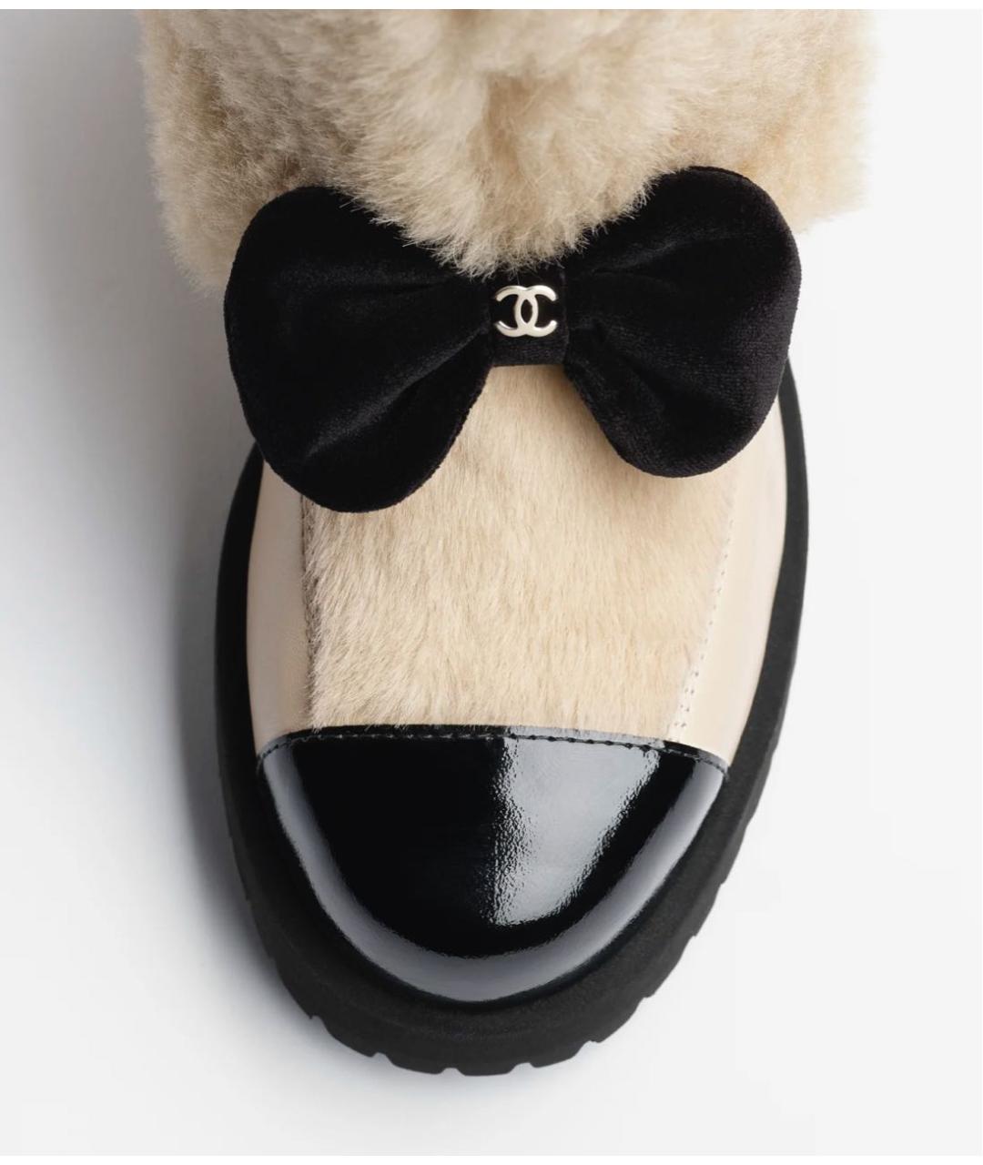 CHANEL Бежевые кожаные ботинки, фото 4