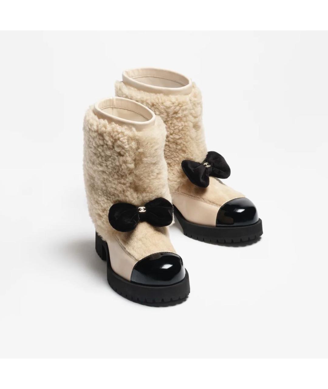 CHANEL Бежевые кожаные ботинки, фото 2