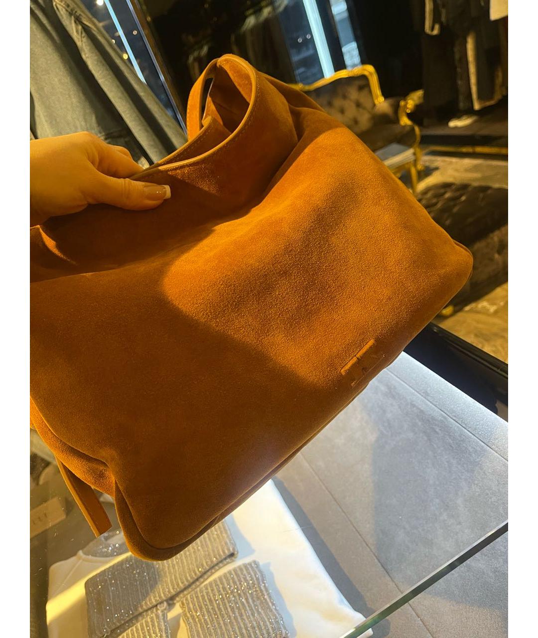 KITON Горчичная замшевая сумка через плечо, фото 4
