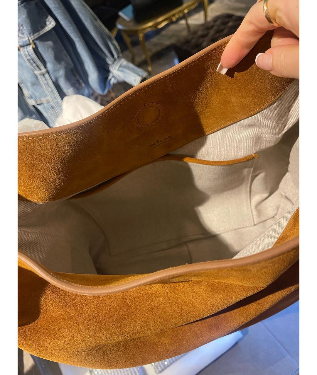 KITON Горчичная замшевая сумка через плечо, фото 8