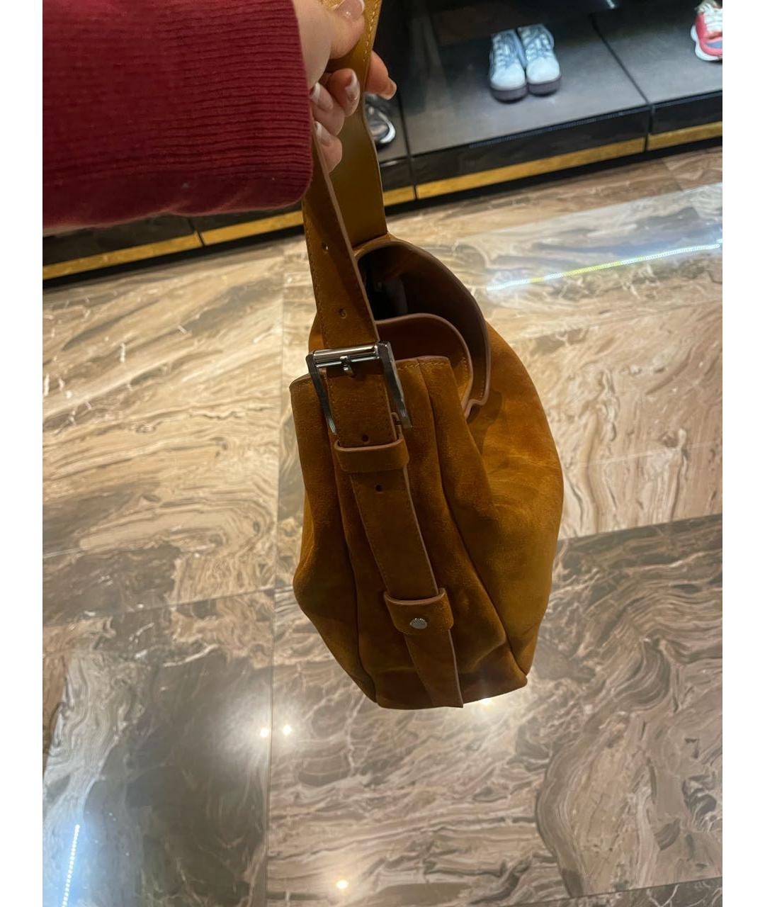 KITON Горчичная замшевая сумка через плечо, фото 2