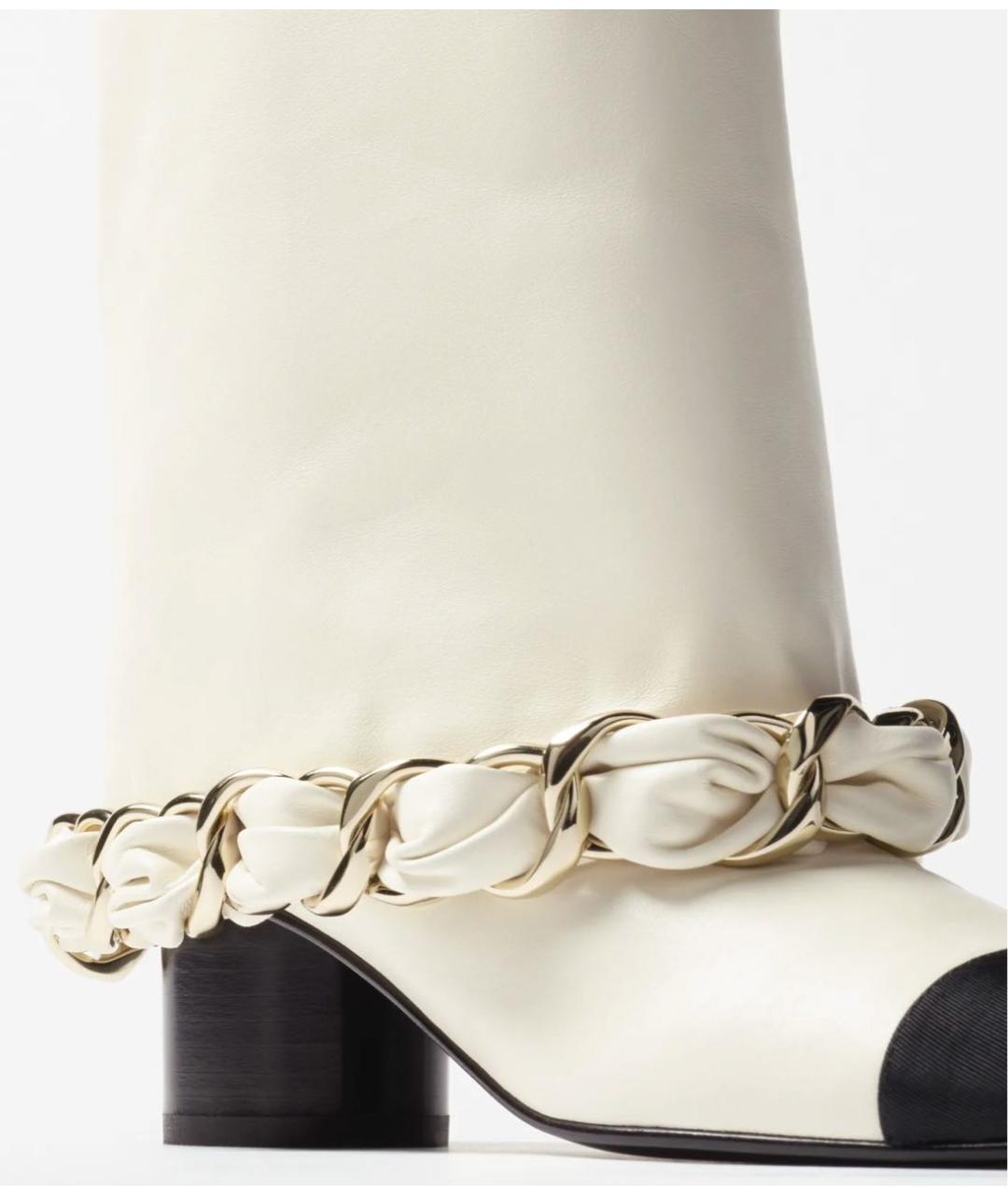 CHANEL Белые кожаные сапоги, фото 4