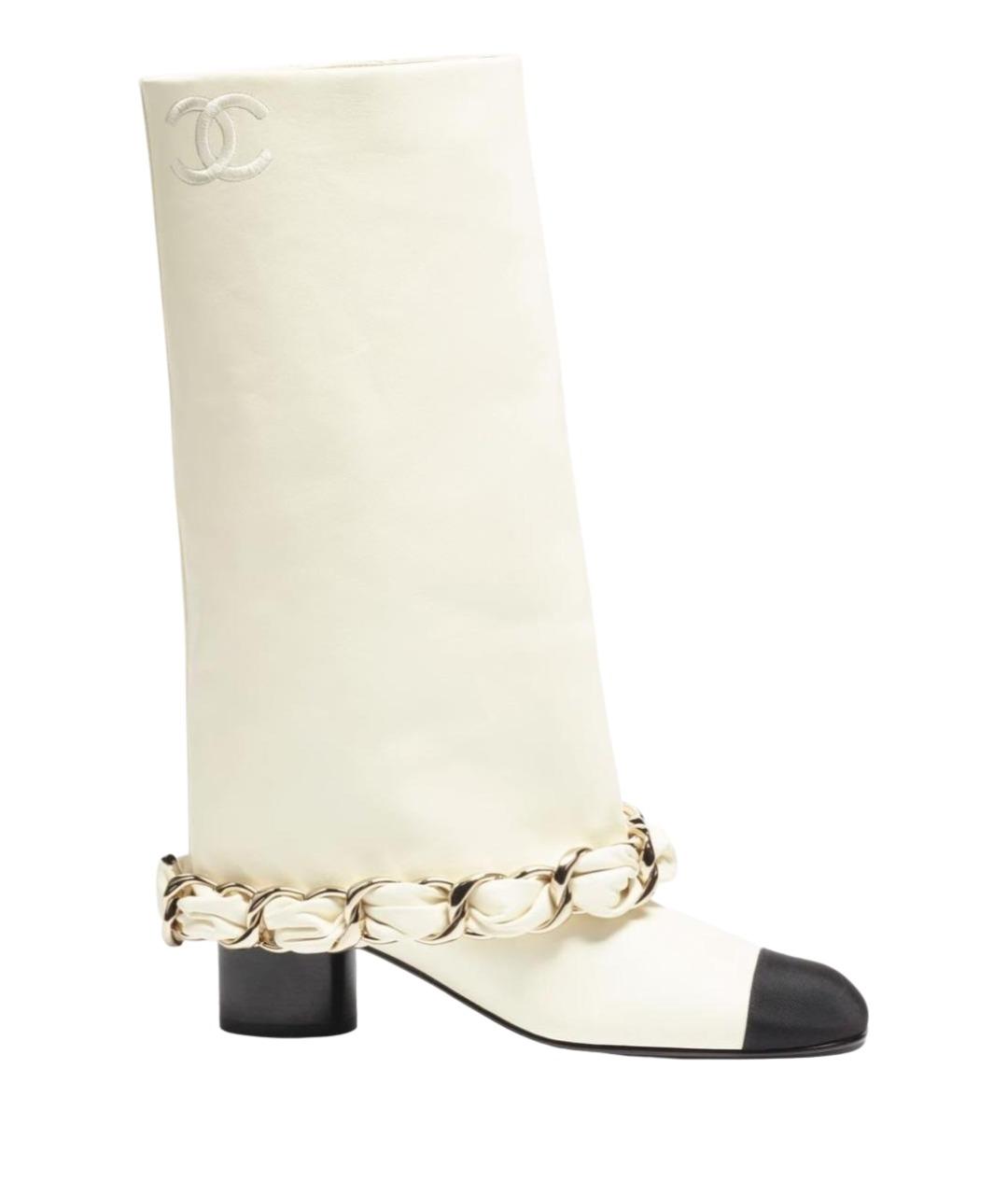 CHANEL Белые кожаные сапоги, фото 1