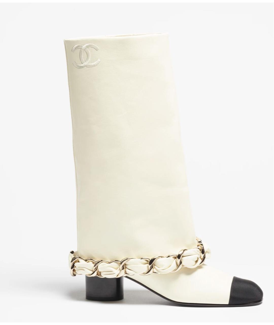 CHANEL Белые кожаные сапоги, фото 5