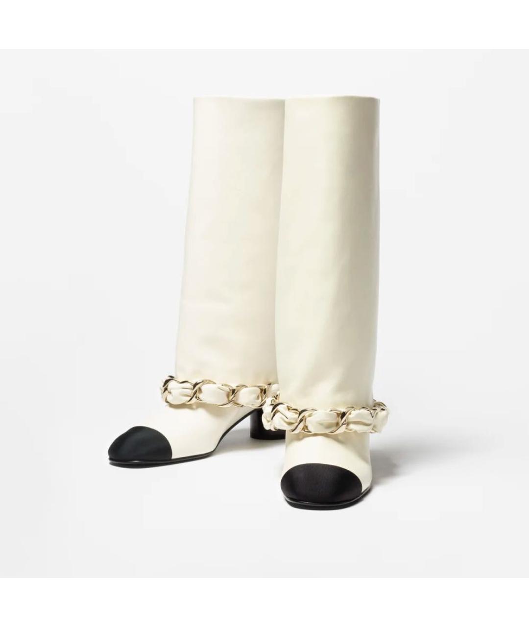 CHANEL Белые кожаные сапоги, фото 2