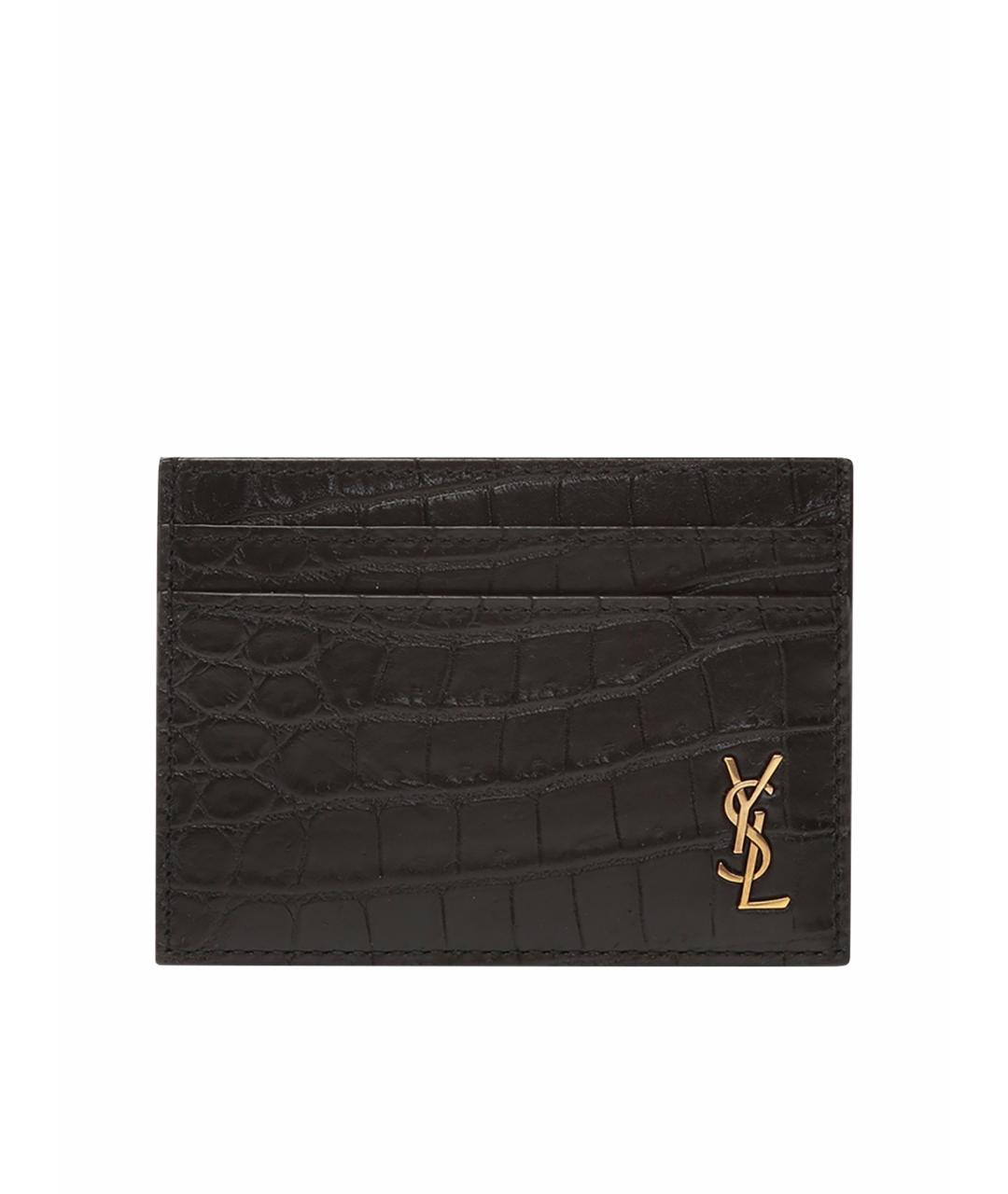 SAINT LAURENT Черный кожаный кардхолдер, фото 1