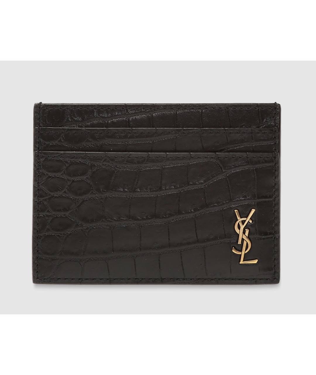SAINT LAURENT Черный кожаный кардхолдер, фото 3