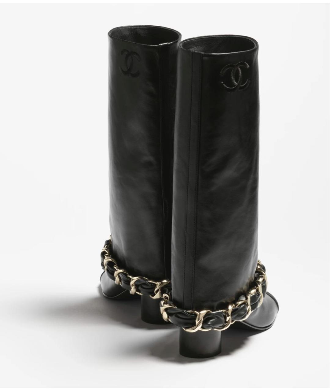 CHANEL Черные кожаные сапоги, фото 3