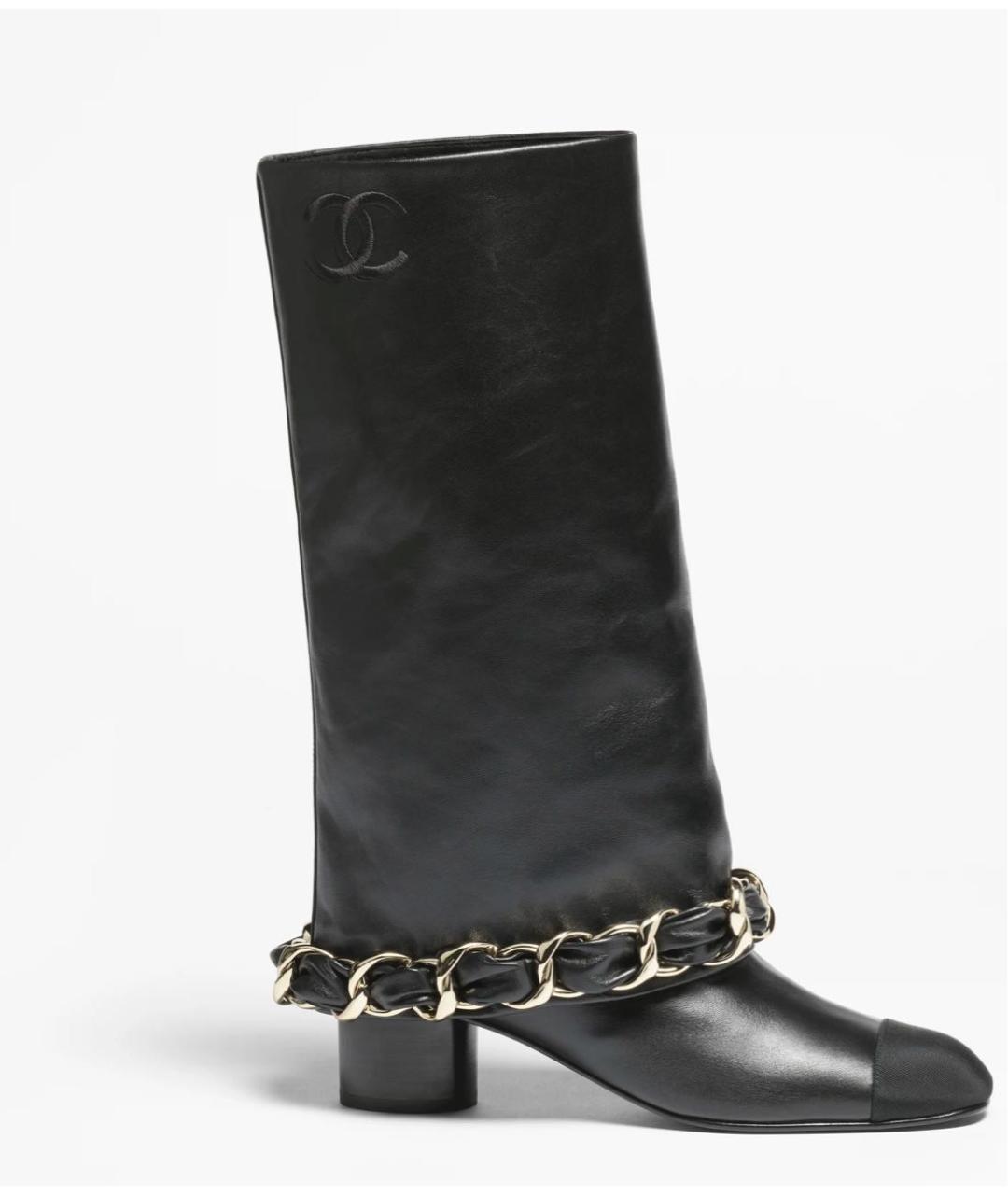 CHANEL Черные кожаные сапоги, фото 5