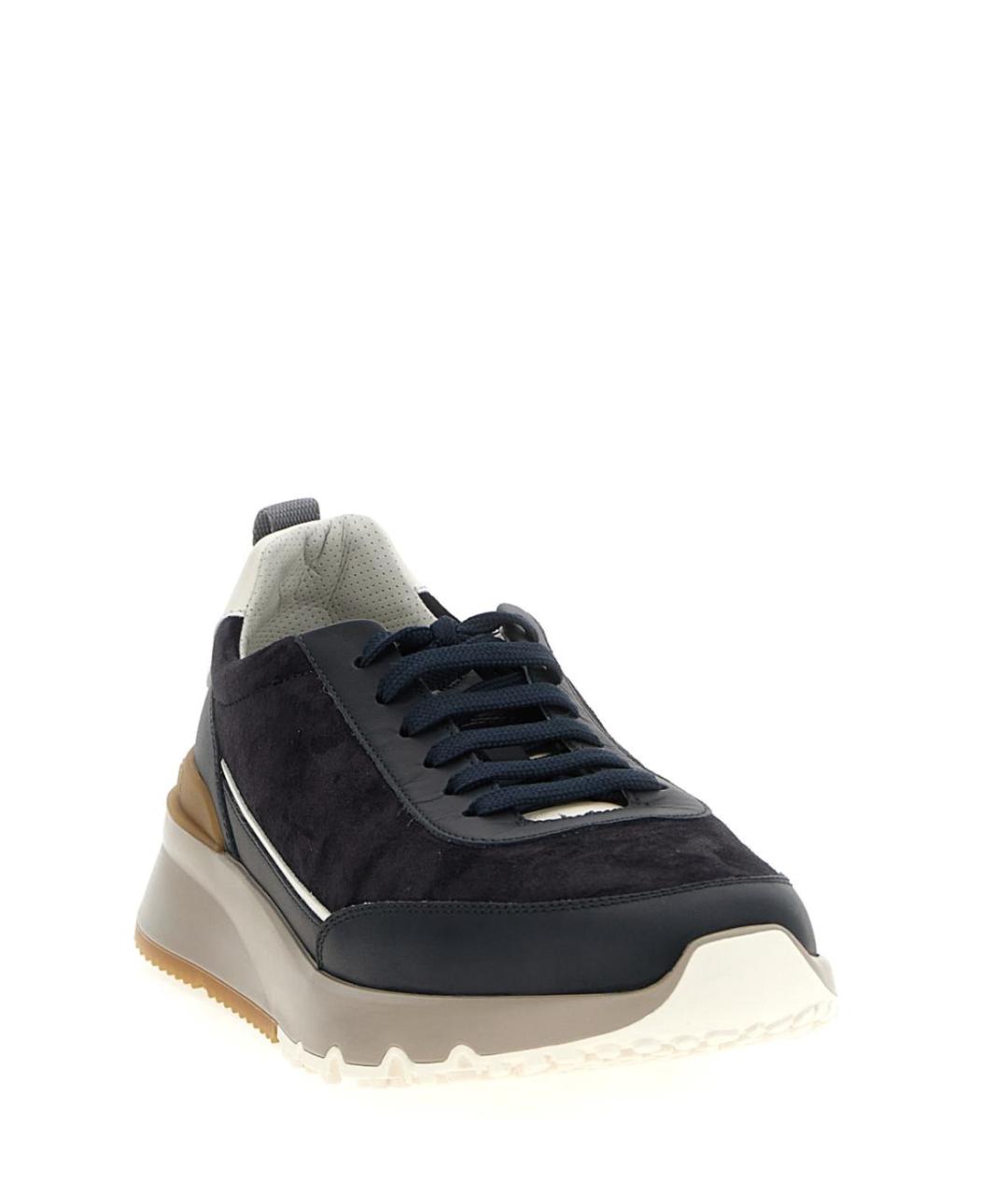 BRUNELLO CUCINELLI Черные кожаные низкие кроссовки / кеды, фото 2